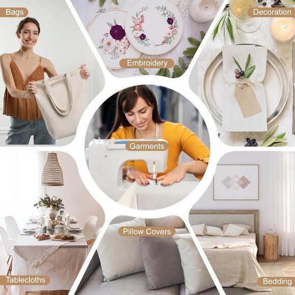 100% Cotton Muslin Fabric, 63 Inch X 5 Yards Unbleached Muslin Linen Fabric by T - Picture 7 of 7